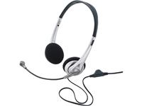 Basetech TW-218 PC-Headset 3.5mm Klinke schnurgebunden, Stereo On Ear Schwarz, Silber