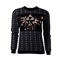 The Legend of Zelda Ladies Knitted Christmas Sweater Tri-Force Glitter Size L