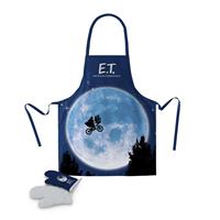 film E.T. Der Außerirdische Grill- schürze und Ofenhandschuh Set blau, bedruckt, 2-teilig, 100 % Polyester, Universalgröße für Erwachsene. 152 x 101,5 cm