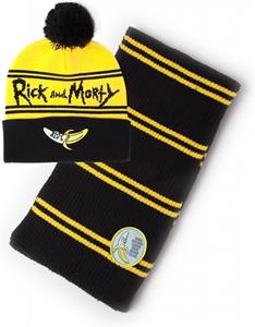 Rick And Morty - Banana Unisex Bobble Beanie & Ribbed Scarf Giftset - Black/Yellow