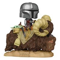 Beeldje Funko Pop Star Wars The Mandalorian Mando on Bantha with Child in Bag