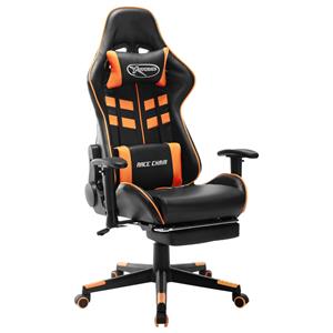 vidaXL Gaming-Stuhl mit Fußstütze Schwarz und Orange Kunstleder Mehrfarbig