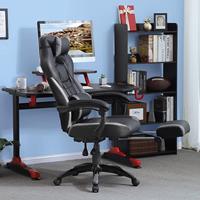 SONGMICS Ergonomische bureaustoel met voetsteun, Zwart + Grijs