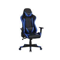 yaheetech Gaming Stuhl Bürostuhl Kunstleder Drehstuhl Racingstuhl Computerstuhl Hoch Rücken Ergonomisches Design mit Kopfstütze und Lendenkissen - Blau