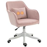  Massage Bürostuhl Drehstuhl Arbeitstuhl mit Vibrationsfunktion Samt Rosa - rosa - Vinsetto