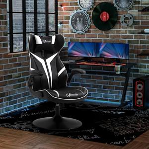 Vinsetto Gaming Stuhl mit Rallystreifen Schwarz Weiß 67 cm x 75 cm x 112 cm - schwarz/weiß