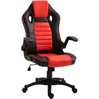 Vinsetto Ergonomischer Bürostuhl Gaming Stuhl einstellbare Armlehne PU Rot + Schwarz | Aosom Netherlands