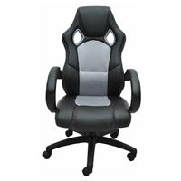 BC-ELEC bs11010-3 RACING BÜROSTUHL DREHSTUHL CHEFSESSEL STUHL SCHALENSITZ SPORTSITZ BÜRO GRAU - Grau