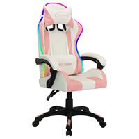 VIDAXL Gaming-Stuhl mit RGB LED-Leuchten Kunstleder Schwarz und Rosa - Mehrfarbig