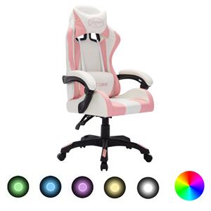 VIDAXL Gaming-Stuhl mit RGB LED-Leuchten Kunstleder Schwarz und Rosa - Mehrfarbig