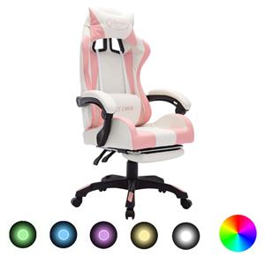 VIDAXL Gaming-Stuhl mit RGB LED-Leuchten Kunstleder Rosa und WeiÃŸ - Mehrfarbig