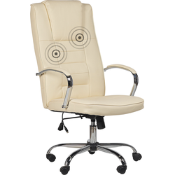 BELIANI Verwarmde Massagestoel Nepleer Beige GRANDEUR