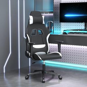vidaXL Gaming-Stuhl mit Massagefunktion Schwarz und Weiß Stoff 