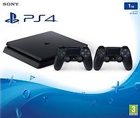 Playstation 4 slim 1 TB [incl. 2 draadloze controllers] zwart - refurbished