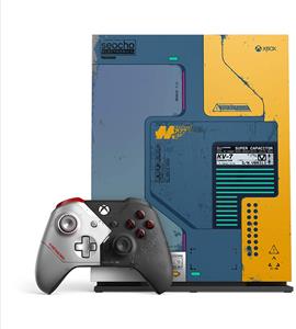 Xbox One X 1 TB [Cyberpunk 2077 Limited Edition incl. draadloze Controller] blauw geel - refurbished