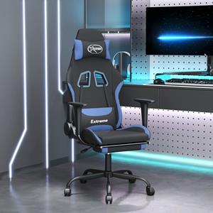 vidaXL Gaming-Stuhl mit Massage & Fußstütze Schwarz und Blau Stoff 