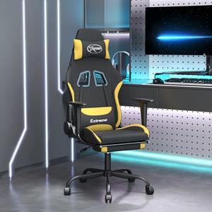 vidaXL Gaming-Stuhl mit Massage & Fußstütze Schwarz und Gelb Stoff 