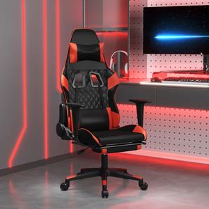 vidaXL Gaming-Stuhl mit Fußstütze Schwarz und Rot Kunstleder 