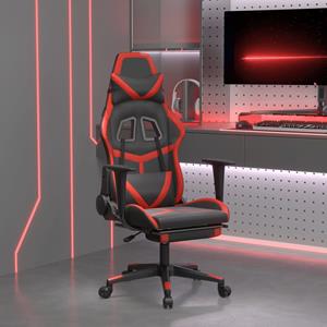 vidaxl Gamestoel met voetensteun kunstleer zwart en rood