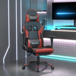 VidaXL Gaming-Stuhl mit Fußstütze Schwarz und Weinrot Kunstleder 