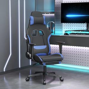 VidaXL Gaming-Stuhl mit Fußstütze Schwarz und Blau Stoff 