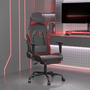 VidaXL Gaming-Stuhl mit Massage & Fußstütze Schwarz Weinrot Kunstleder 
