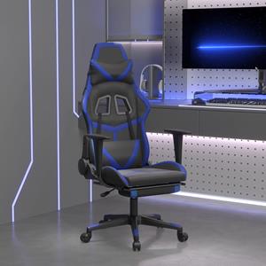 VidaXL Gaming-Stuhl mit Massage & Fußstütze Schwarz & Blau Kunstleder 