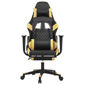 VidaXL Gaming-Stuhl mit Massage & Fußstütze Schwarz Golden Kunstleder 