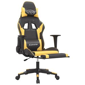 VidaXL Gaming-Stuhl mit Massage & Fußstütze Schwarz Golden Kunstleder 