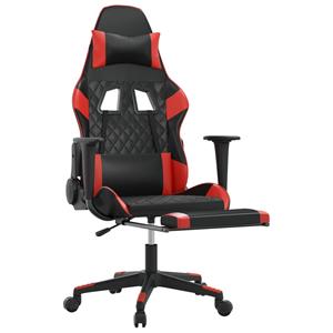 VidaXL Gaming-Stuhl mit Massage & Fußstütze Schwarz & Rot Kunstleder 