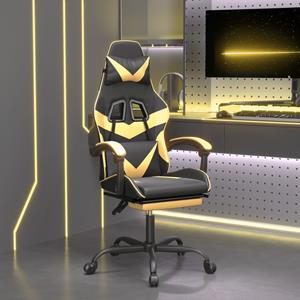 Vidaxl Gaming-stuhl Mit Fußstütze Drehbar Schwarz & Golden Kunstleder