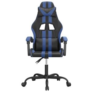 vidaXL Gamestoel draaibaar kunstleer zwart en blauw