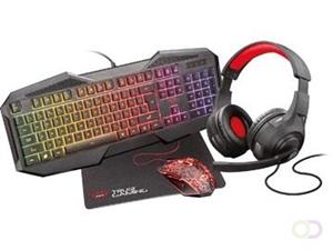 Trust GXT 1180RW 4-in-1 Gaming Set met headset, toetsenbord (qwerty), muis en muismat