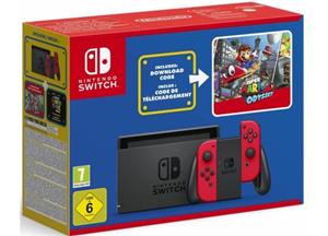 Nintendo Switch Mario Bundle rot, inkl. Super Mario Odyssey-Downloadcode