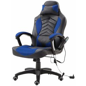HOMdotCOM Bureaustoel ergonomisch gamingstoel met massagefunctie blauw