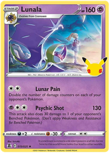 Pokémon Lunala Holo Rare - 15/25 //  kaart (Celebrations)