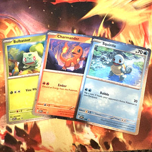 Pokémon Set van 3 kaarten: Squirtle, Charmander, Bulbasaur