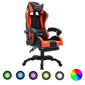 vidaXL Racestoel met RGB LED-verlichting kunstleer oranje en zwart