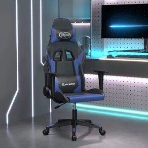 vidaXL Gamestoel kunstleer zwart en blauw