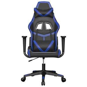 vidaXL Massage gamestoel kunstleer zwart en blauw