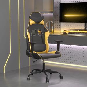 vidaXL Massage gamestoel kunstleer zwart en goudkleurig