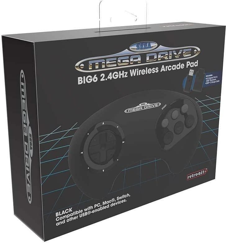  SEGA Mega Drive BIG 6 Wireless 2.4GHz Arcade Pad (Black)
