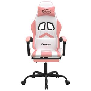 VidaXL Gamestoel met voetensteun kunstleer wit en roze