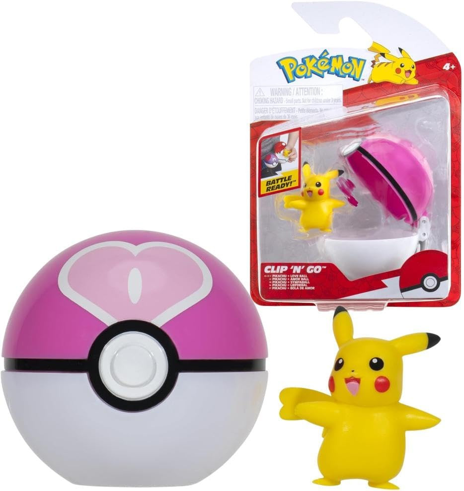 Jazwares Pokemon Figure - Pikachu + Love Ball (Clip 'n' Go)