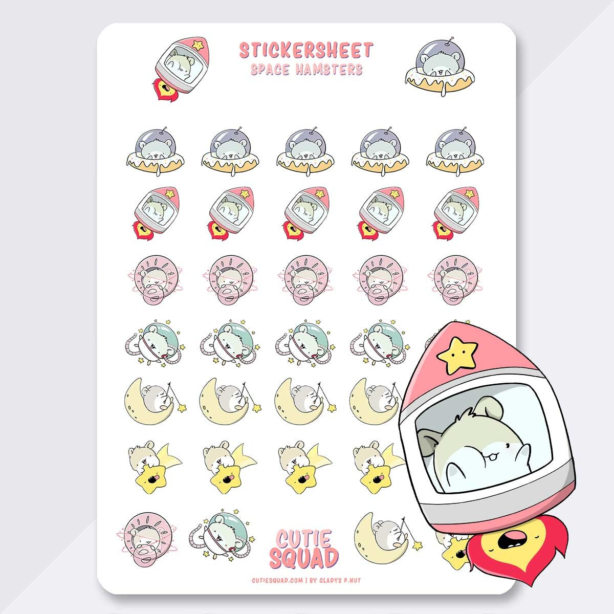 CutieSquad Stickervel - Hamsters in space