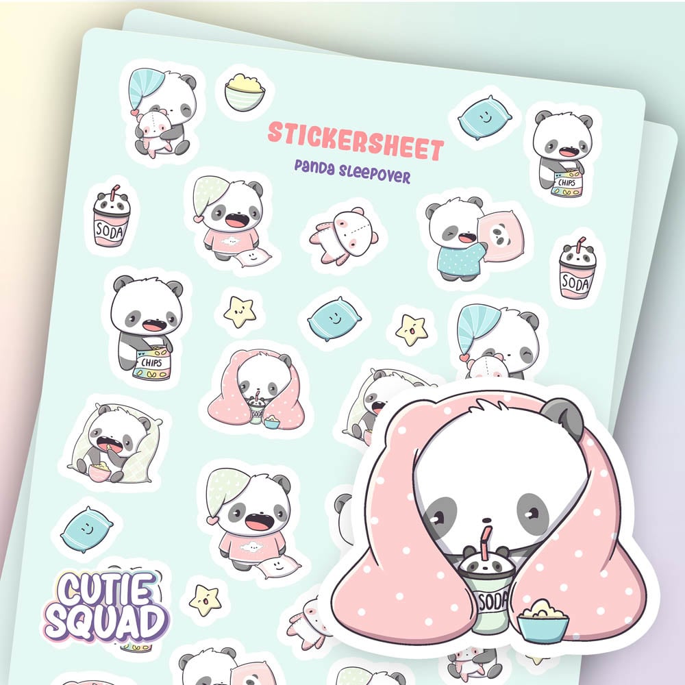 CutieSquad Stickervel Panda Sleepover - 