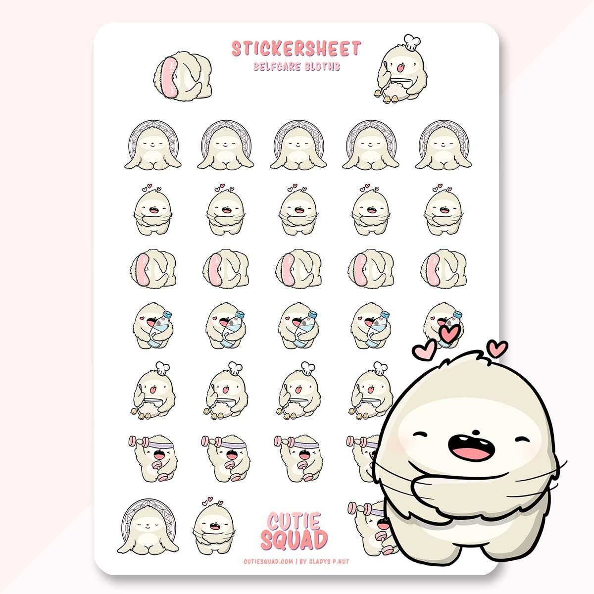 CutieSquad Stickervel - Selfcare Sloths (LIMITED!)
