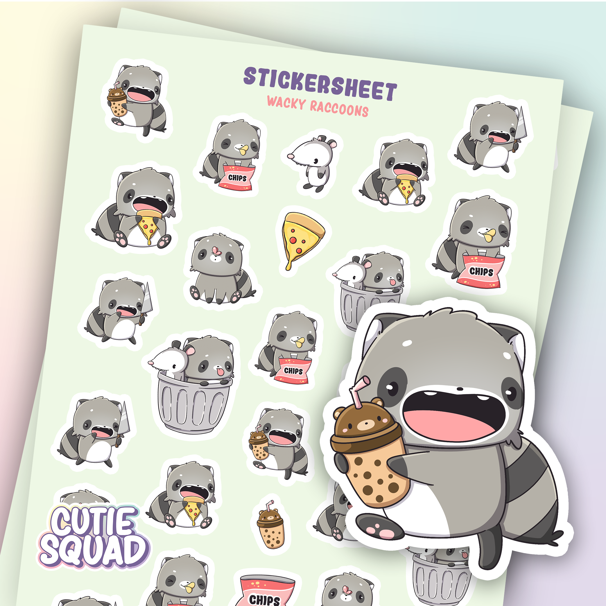 CutieSquad Stickervel Wacky Raccoons - 