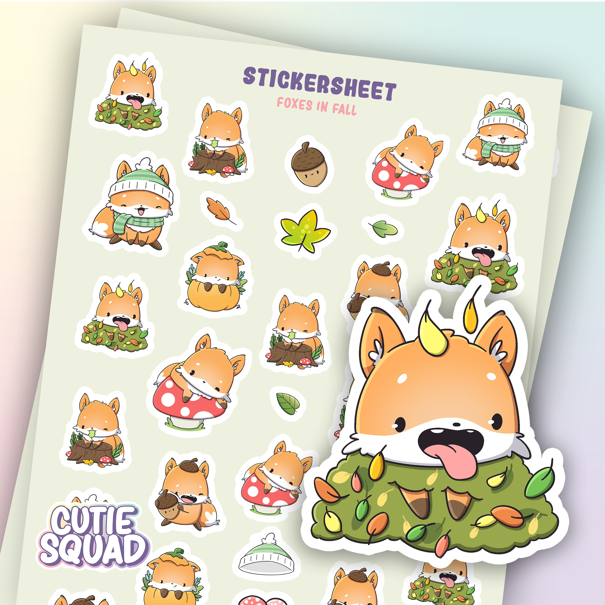 CutieSquad Stickervel Foxes in Fall II - 