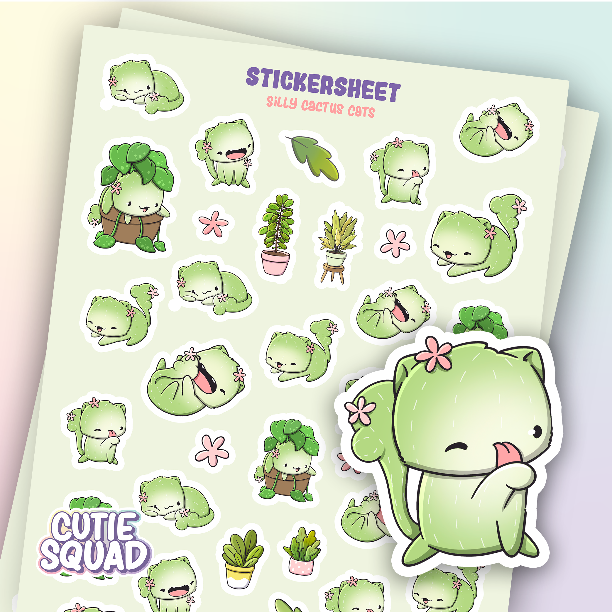 CutieSquad Stickervel Silly Cactus Cats - 